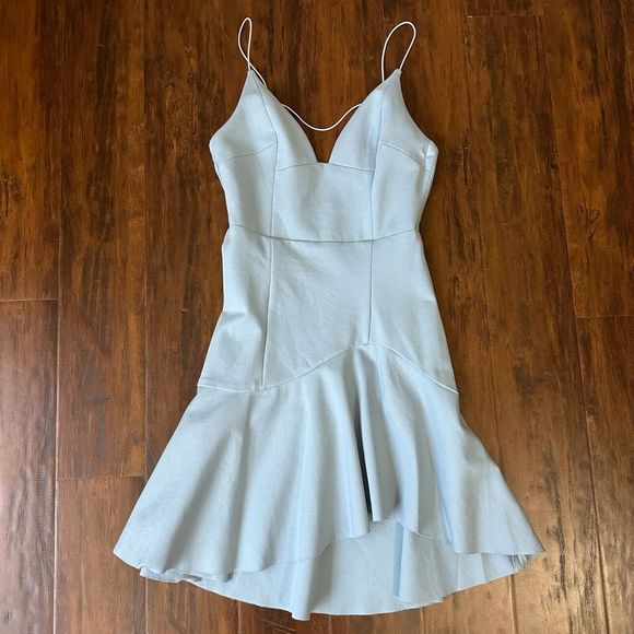 ELLIATT Spaghetti Strap Arch Ruffled Mini Dress in Baby Blue - Picture 3 of 15
